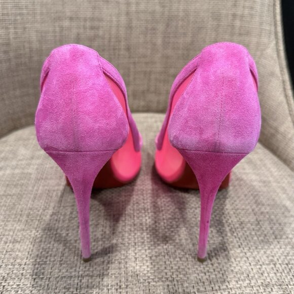Christian Louboutin Galativi Pointed Toe Pumps Hot Pink Suede & Mesh - Picture 6 of 15